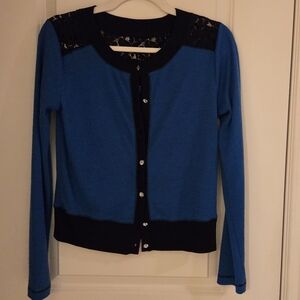Vera Wang Blue and Black Cardigan